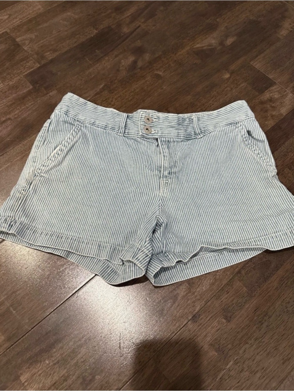 Tommy Hilfiger Light Blue Pinstripe High-Waist Women's Shorts